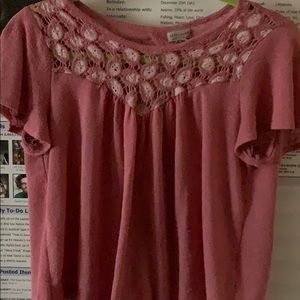Pink lace design blouse
